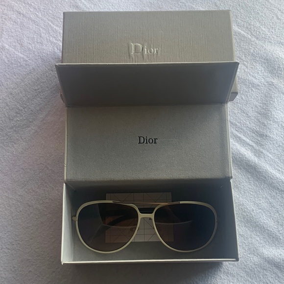 Dior Sunglasses, White Frames, Brown Lenses - Picture 1 of 11